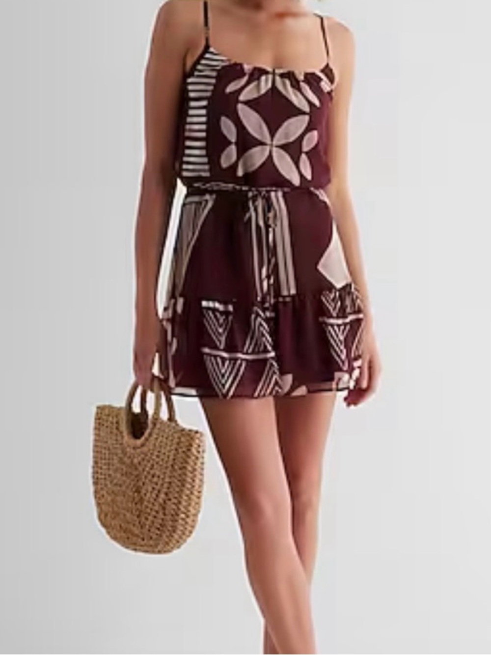 Express Printed Cami Romper NWT